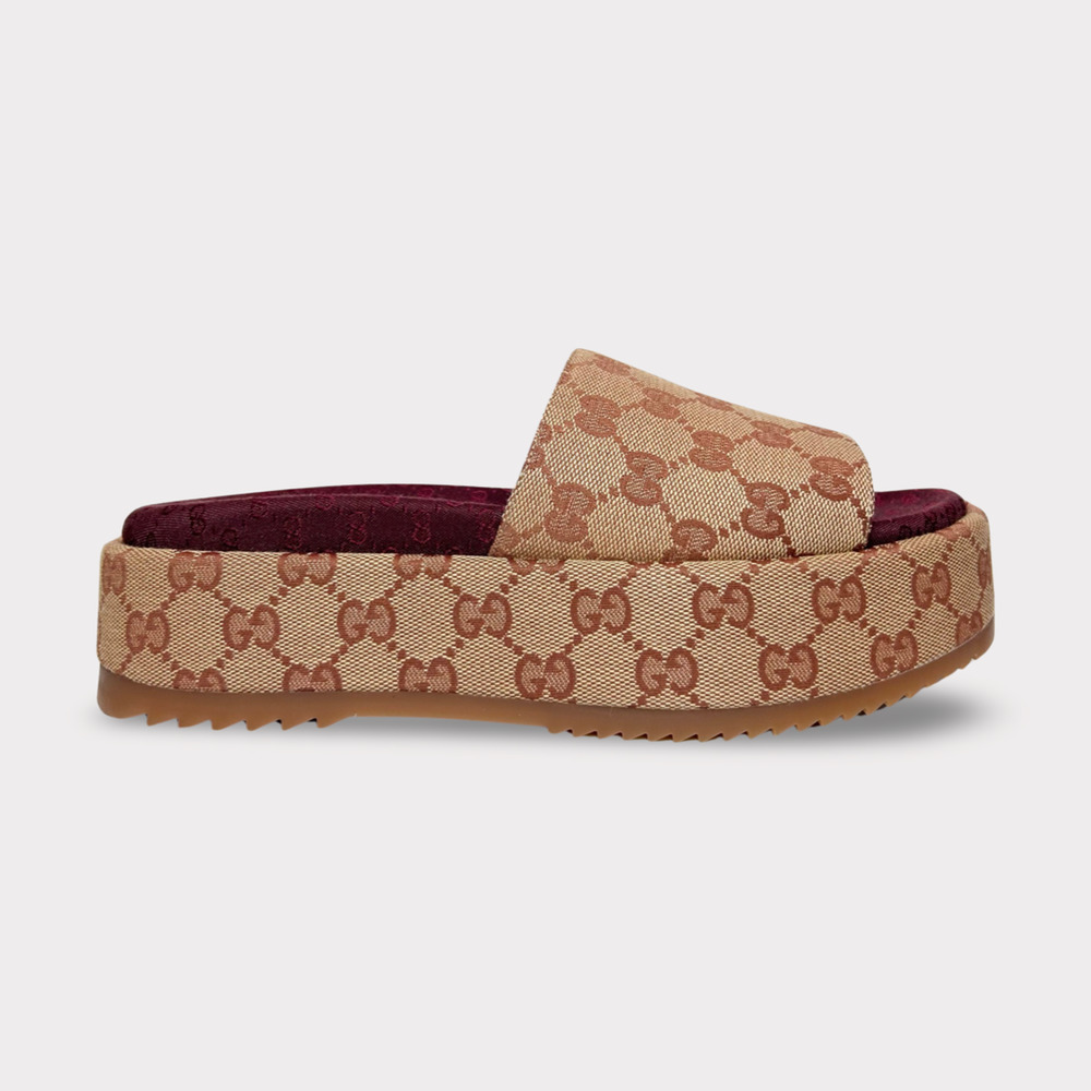 Gucci Canvas GG Angelina Platform Sandal